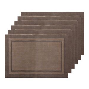 Set of 6 Heat-resistant Washable Placemats 18x12 Inch Dark Coffee